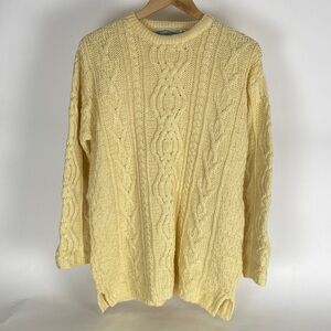 Aran Crafts Sweater Mens M Cream Merino Wool Ireland Chunky Fisherman Grandpa